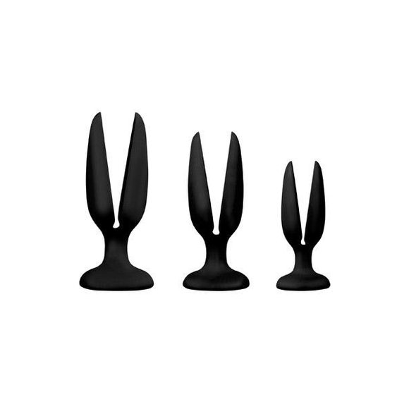 Set van 3 Zwarte Siliconen Open Plugs – Triple Blaster