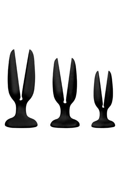 Set van 3 Zwarte Siliconen Open Plugs – Triple Blaster