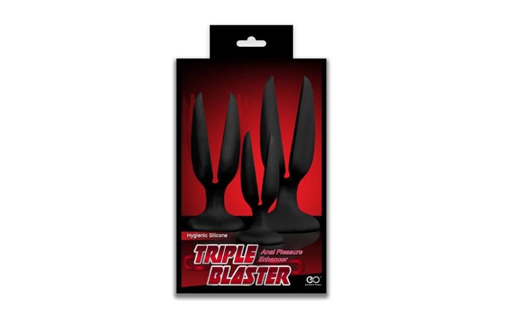 Set van 3 Zwarte Siliconen Open Plugs – Triple Blaster