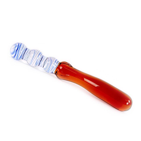 Glass Dildo Blue & Amber Curves 23.2 cm – Unique & Playful