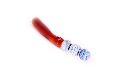 Glazen Dildo Blauw & Amber Curves 23,2 cm – Uniek & Speels
