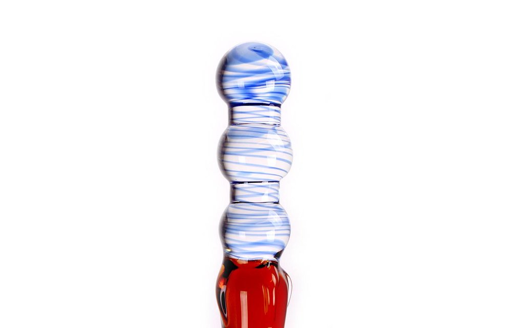 Glass Dildo Blue & Amber Curves 23.2 cm – Unique & Playful