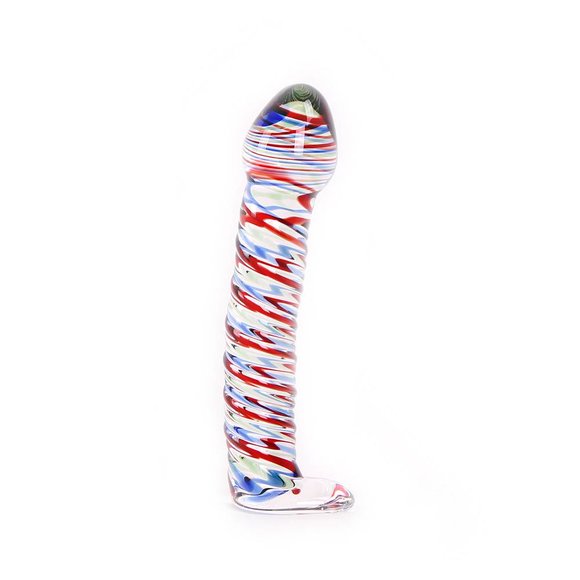 Glazen Dildo Kleur Swirl 15 cm – Warm & Koud Genot