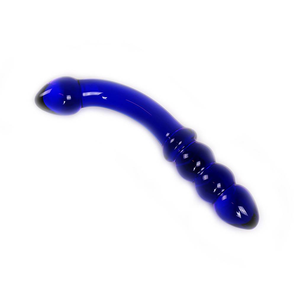 Dildo Blauw Curve 17,5 cm | Glazen Kiotos Glasdildo
