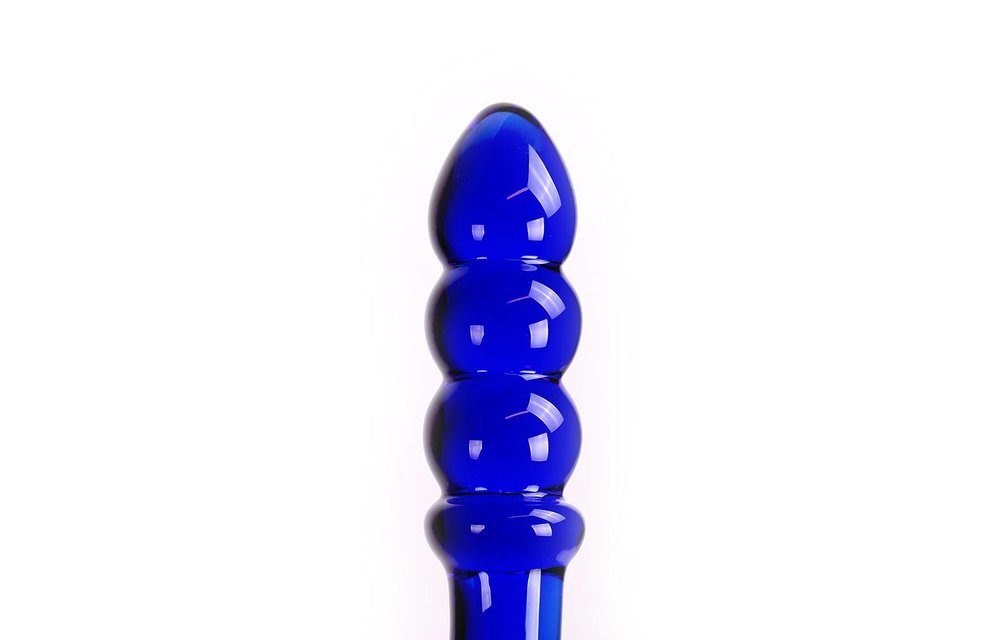 Dildo Blauw Curve 17,5 cm | Glazen Kiotos Glasdildo