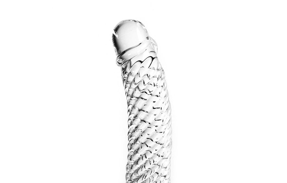 Clear Ribbed Glass Dildo 17 cm – Kiotos Glass Toys