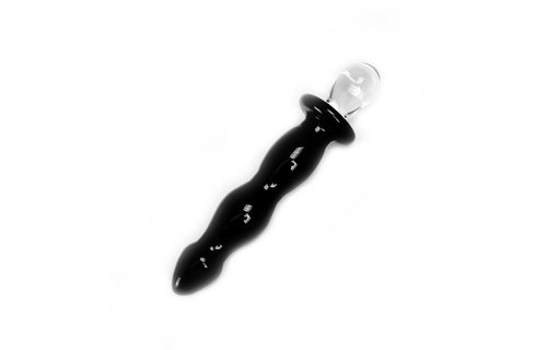 Black Deluxe Glass Dildo 18.5 cm – Hot/Cold Playtime Fun