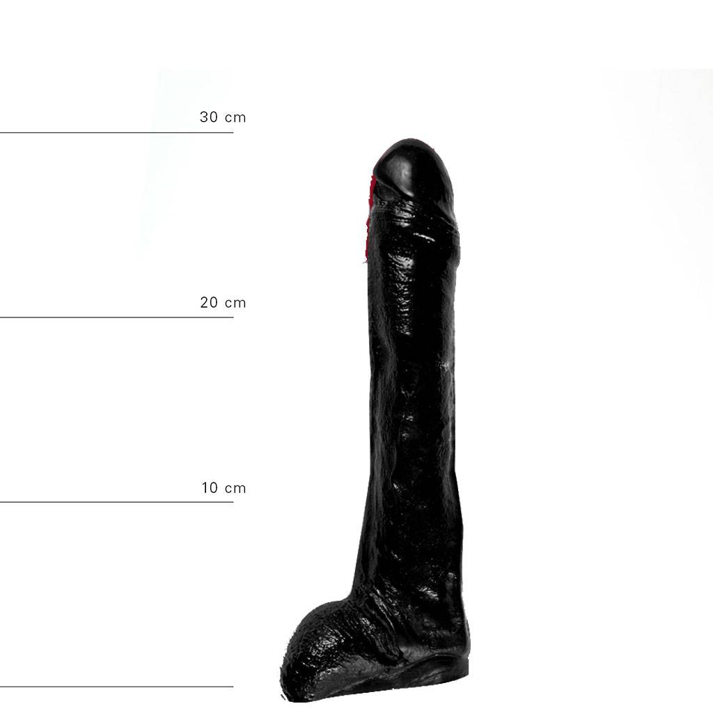 Klassischer Dildo 29 cm | Schwarz, Rot & Blau, Flexibles Vinyl