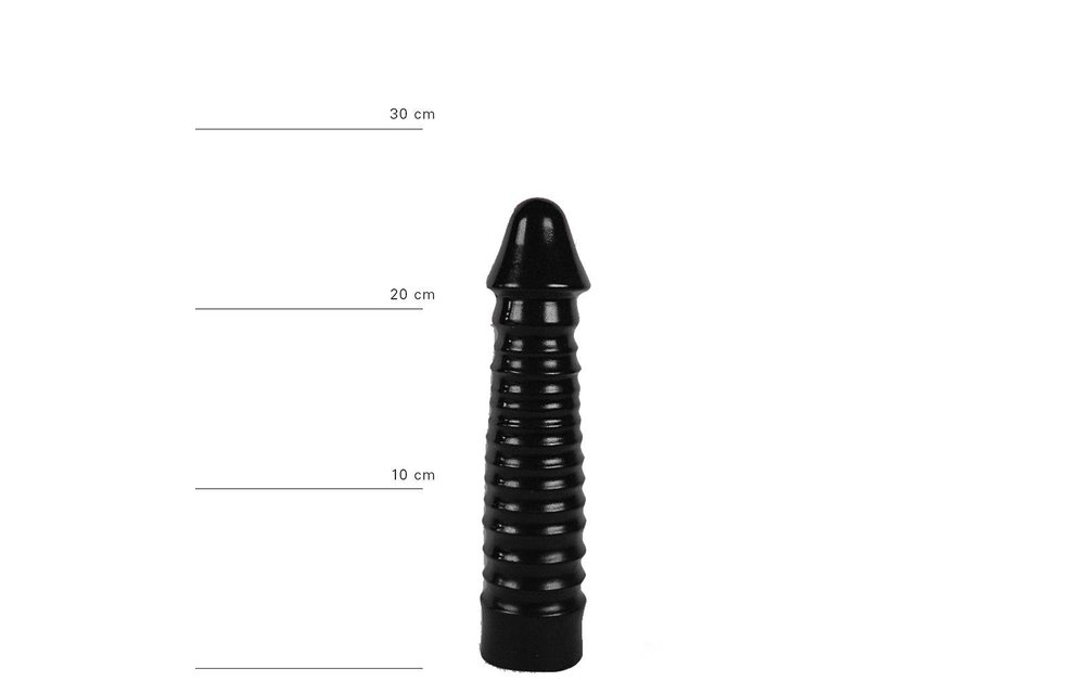 Klassischer Dildo 26 cm – Geriffelt, Schwarz, Rot & Blau