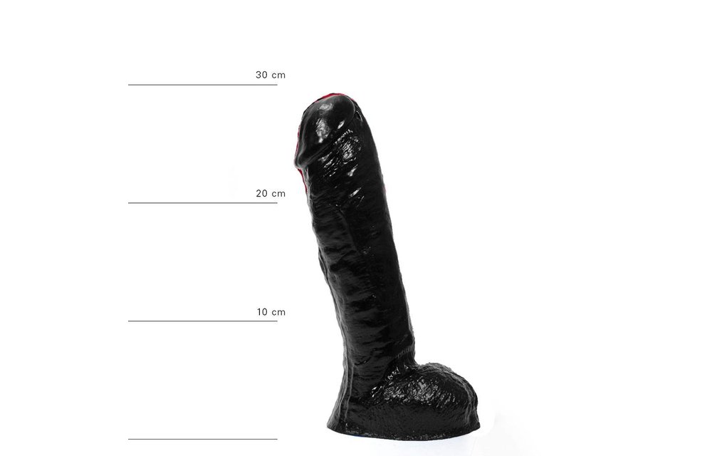 Klassischer Dildo 27 x 5,7 cm | Schwarz, Rot & Blau