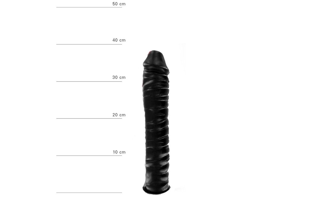 Grote Dildo 38 cm Zwart met Ribbels & Realistische Eikel