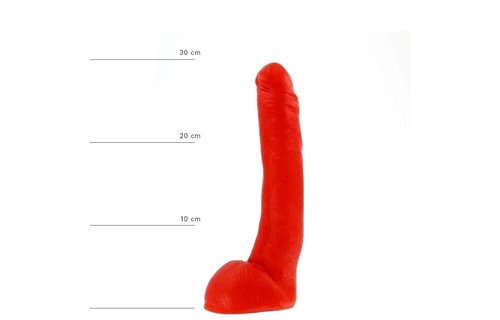 Klassischer Dildo 29 cm | Schwarz, Rot & Blau, Flexibles Vinyl