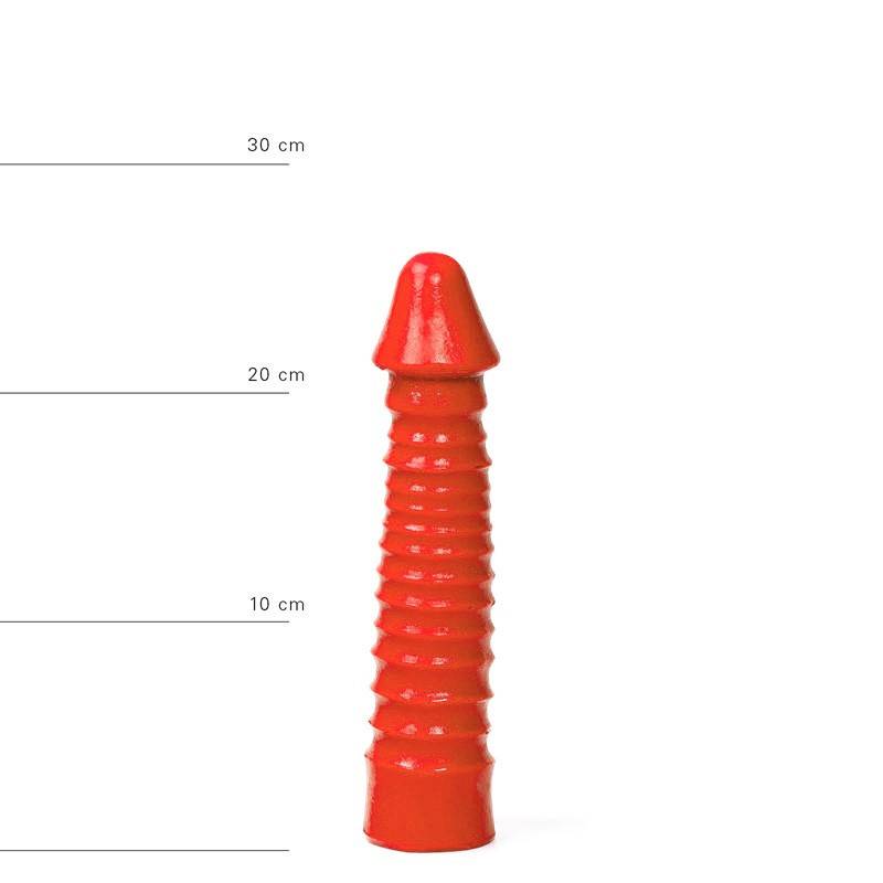 Classic Dildo 26 cm - Ribbed, Black, Red & Blue