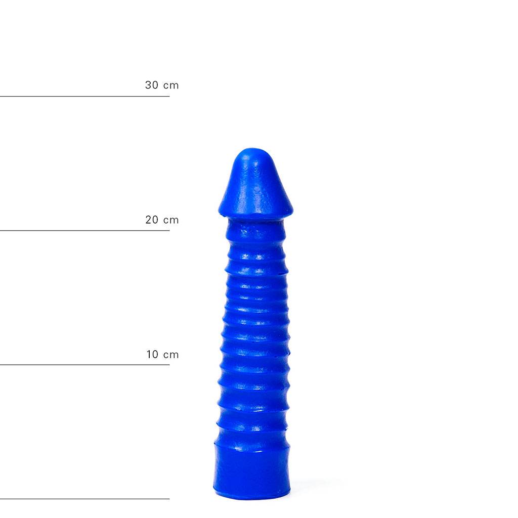 Klassieke Dildo 26 cm - Geribbeld, Zwart, Rood & Blauw