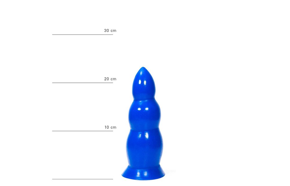 Buttplug 23 cm – Geriffelte Struktur, Schwarz, Rot, Blau