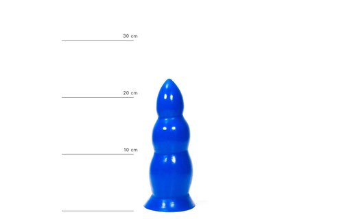 Buttplug 23 cm – Geriffelte Struktur, Schwarz, Rot, Blau