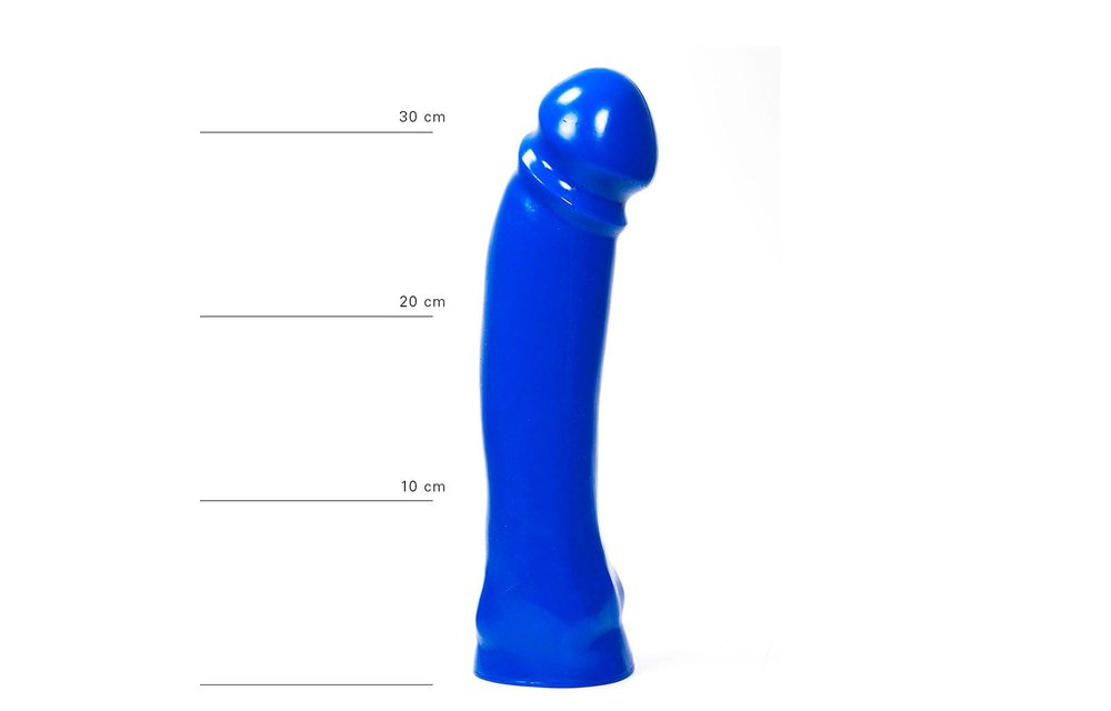 Dildo 37 cm – Fest, Schwarz, Rot & Blau, 7 cm Durchmesser
