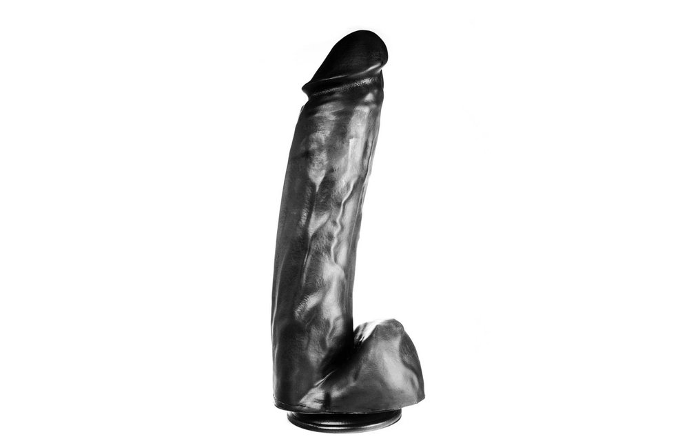 35.5 cm dildo with suction cup – Flesh & Black, PVC, phthalate-free