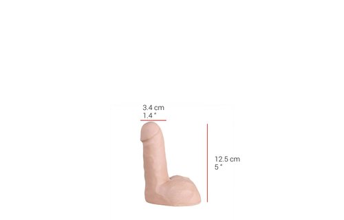 Dildo 12,5 cm - Vlees & Zwart, PVC, Reukloos & Veilig