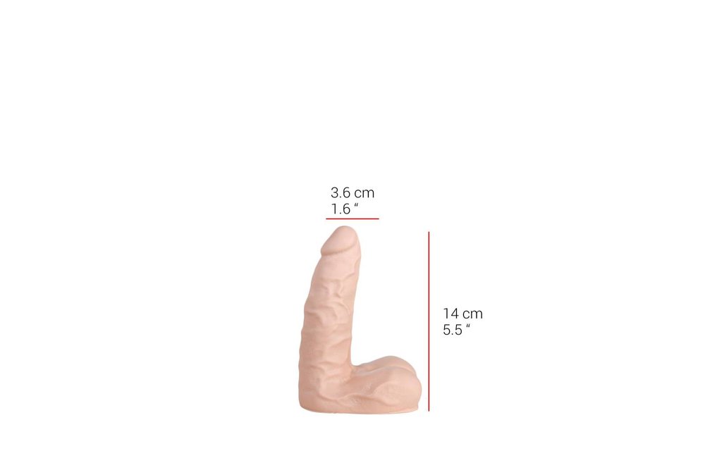 Dildo 14 cm - Vlees & Zwart, PVC, Reukloos, Veilig