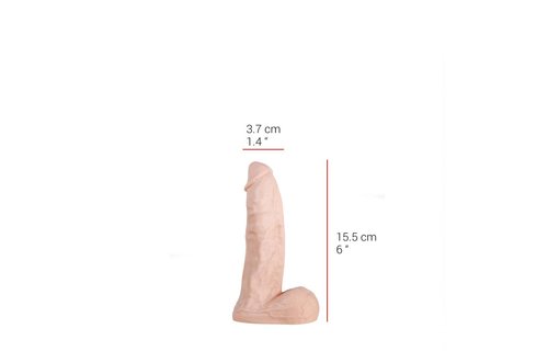 Dildo 15,5 cm - Vlees & Zwart, Latexvrij, PVC Veilig