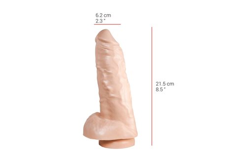 Dildo 21,5 cm – Zuignap, Latexvrij, Vlees & Zwart