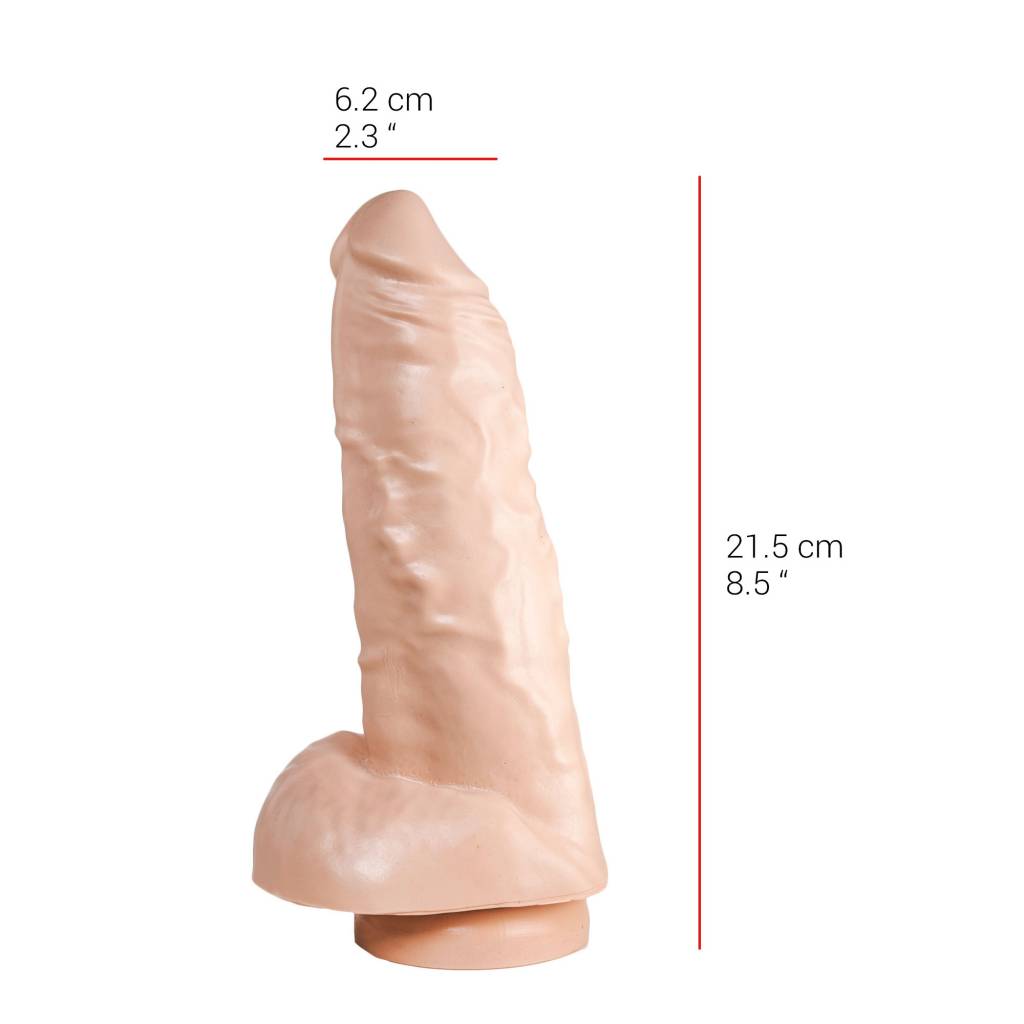 Dildo 21,5 cm – Saugnapf, latexfrei, hautfarben & schwarz
