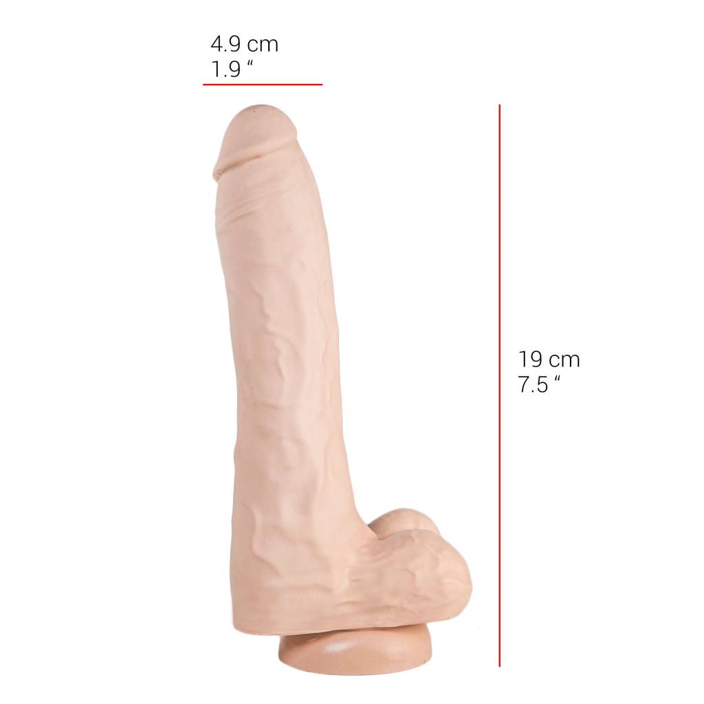 Dildo 19 cm – Saugnapf, Hautfarben & Schwarz, sicher & geruchsneutral