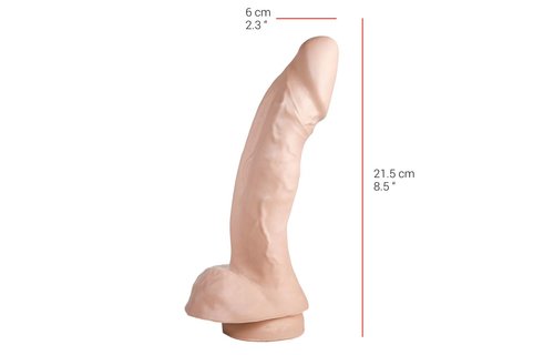 Dildo 21.5 cm with suction cup - Flesh & Black, PVC, safe