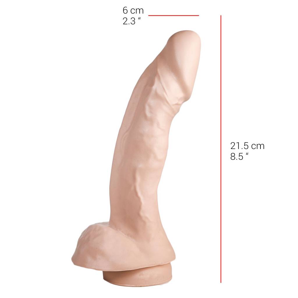 Dildo 21,5 cm met zuignap - Vlees & Zwart, PVC, veilig