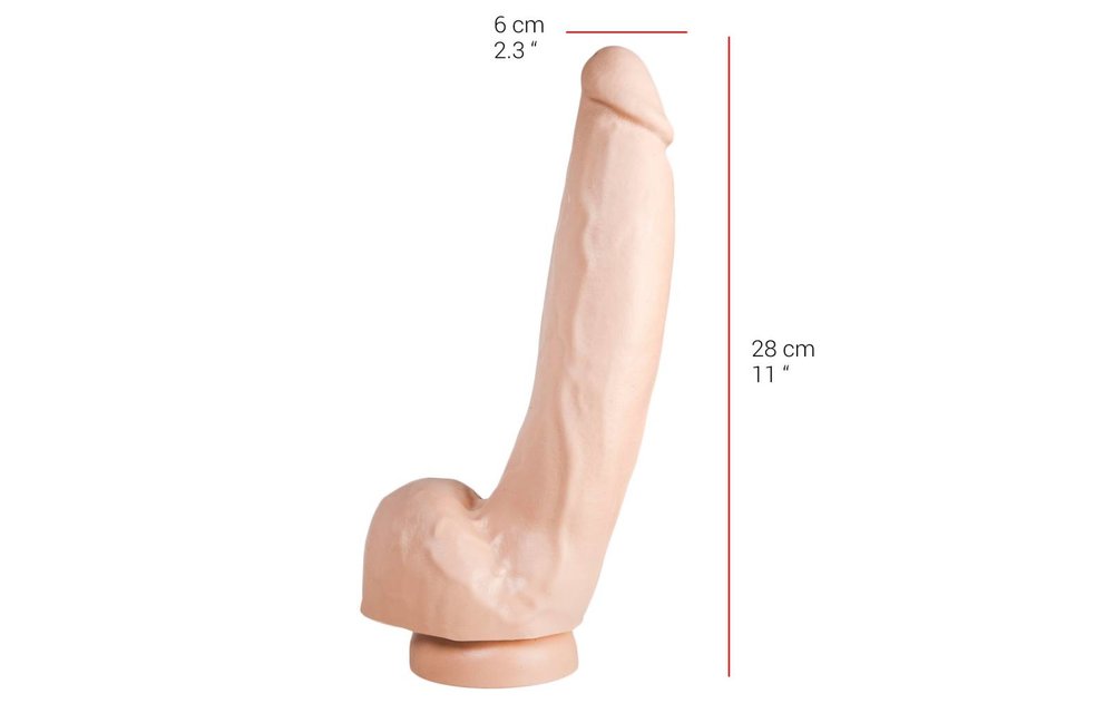 Dildo 28 cm | Suction Cup, Flesh & Black, Safe & Odourless