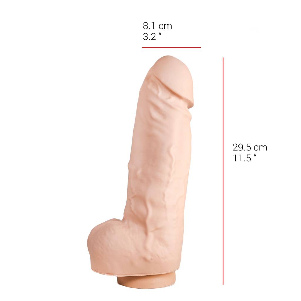 Dildo 29,5 cm Saugnapf PVC Hautfarben & Schwarz – Sicher & Geruchsneutral