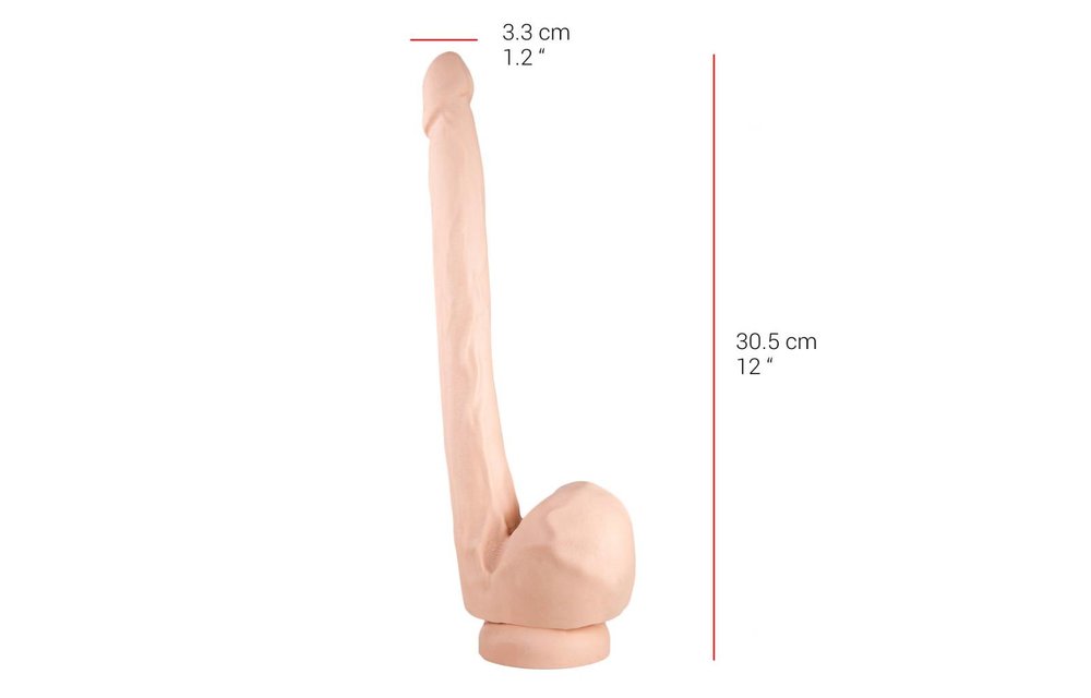 Dildo 28,5 x 4,1 cm – Saugnapf, Hautfarben & Schwarz, PVC-sicher