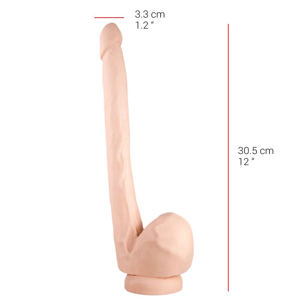 Dildo 28.5 x 4.1 cm – Suction Cup, Flesh & Black, PVC Safe
