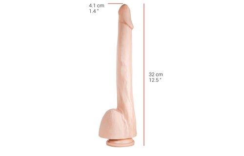 32 cm dildo with suction cup – flesh & black, PVC, safe
