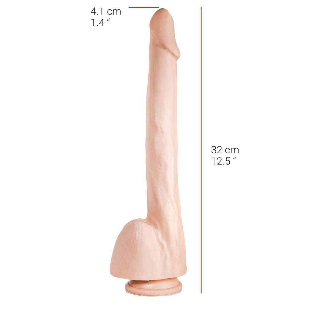 Dildo 32 cm mit Saugnapf – Hautfarben & Schwarz, sicher & geruchsneutral