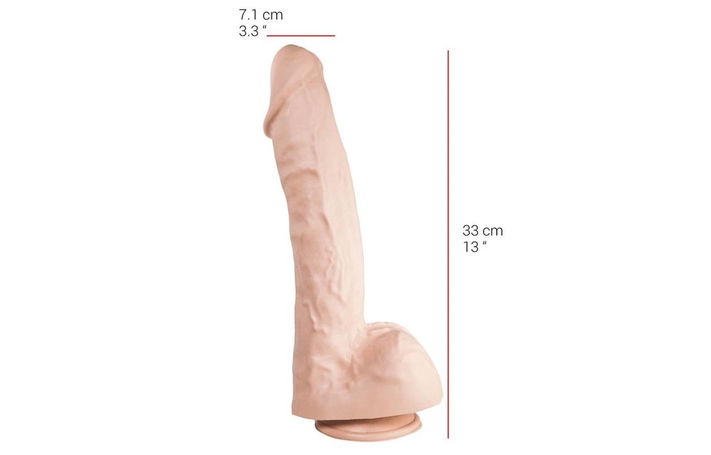 Dildo 33 x 7.1 cm - 34.5 cm long | Suction cup, flesh & black
