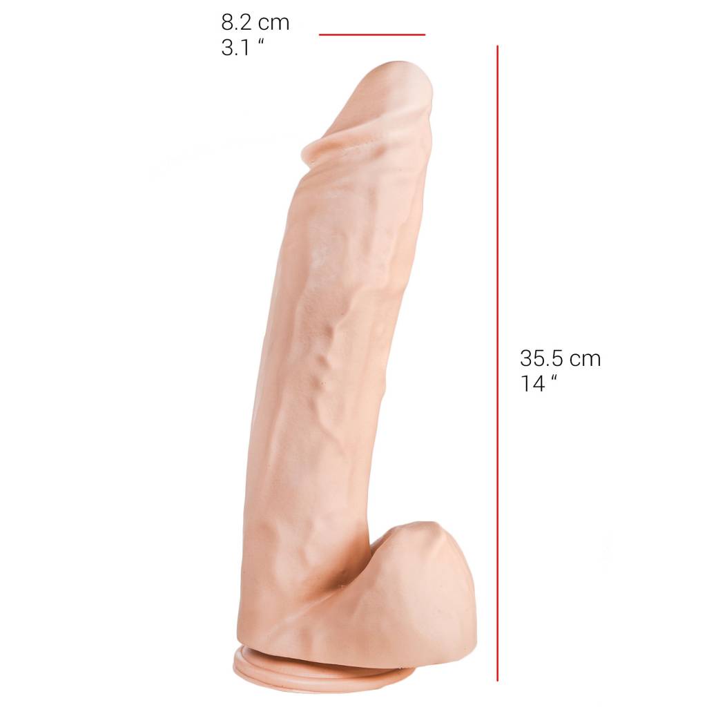 Dildo 35,5 cm mit Saugnapf – Hautfarben & Schwarz, PVC-sicher