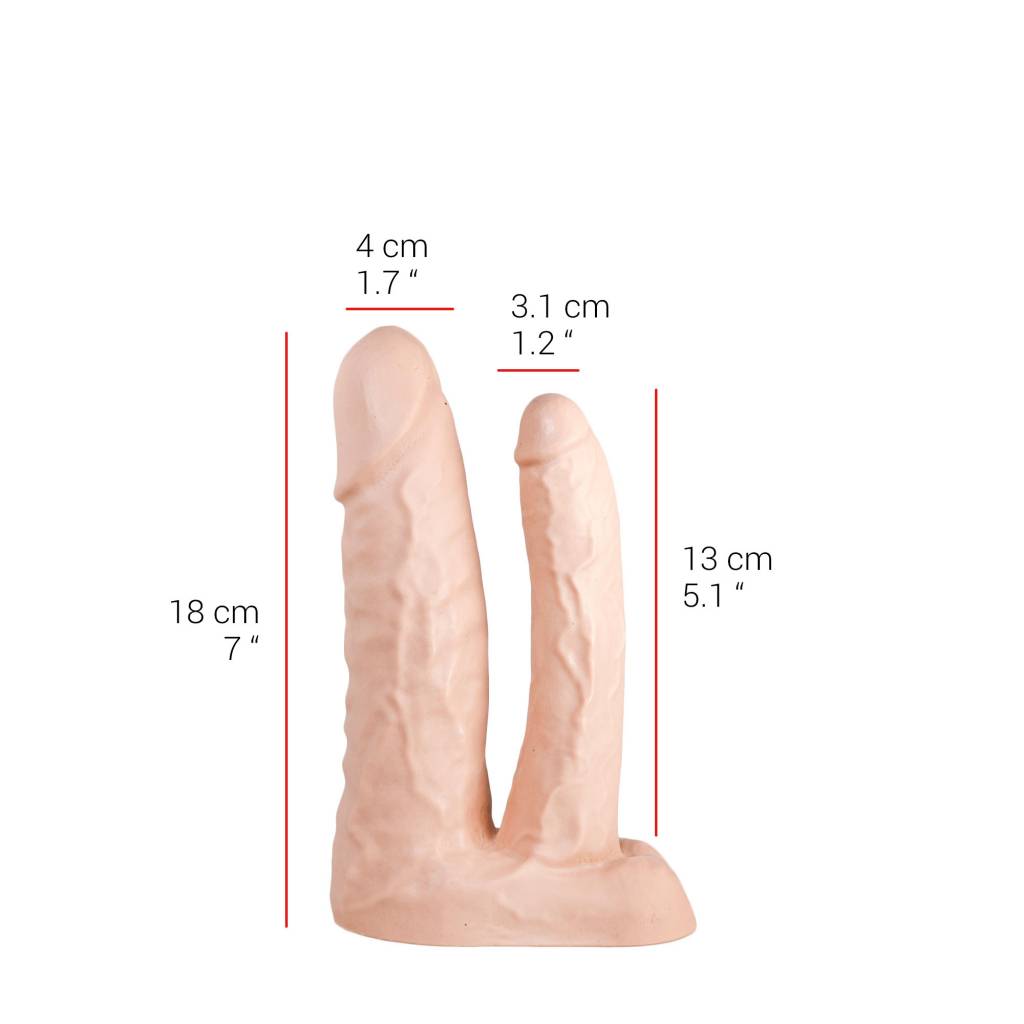 Dubbele Dildo 18/13 cm – Vlees & Zwart, Veilig & Comfortabel