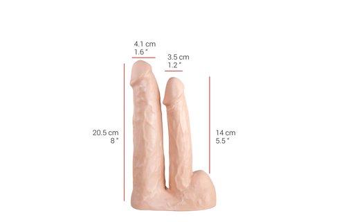 Dubbele Dildo 20,5/14 cm – Vlees & Zwart, Veilig & Luxe