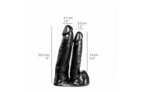 Doppeldildo 20,5/14 cm – Hautfarben & Schwarz, sicher & komfortabel