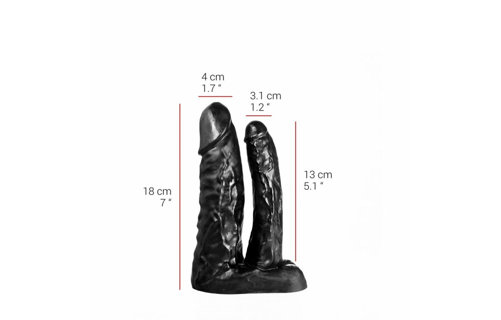 Doppeldildo 18/13 cm | Hautfarben & Schwarz, sicher & geruchsneutral