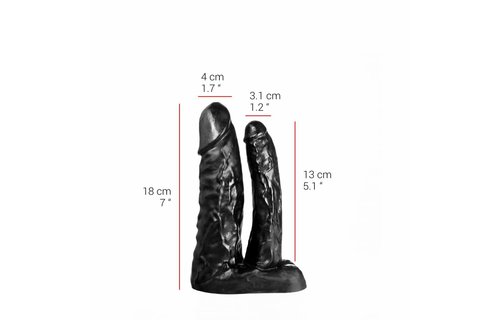 Dubbele Dildo 18/13 cm – Vlees & Zwart, Veilig & Comfortabel