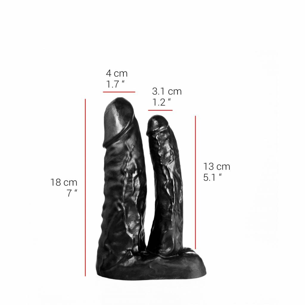 Dubbele Dildo 18/13 cm – Vlees & Zwart, Veilig & Comfortabel