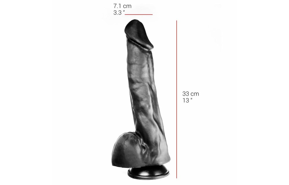 Dildo 33 x 7,1 cm – 34,5 cm lang | Hautfarben & Schwarz | Starker Saugnapf