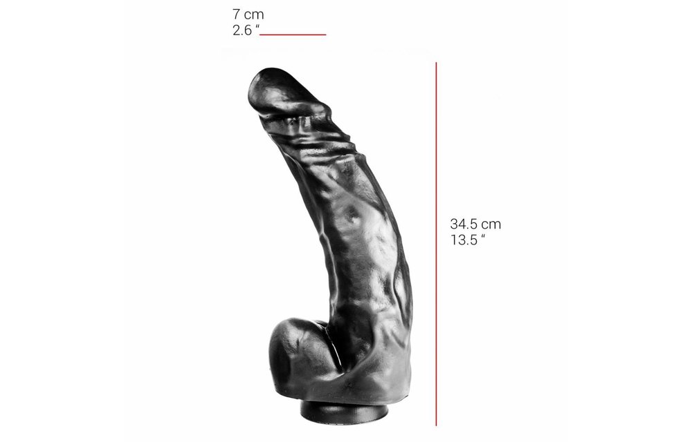 Dildo 34,5 cm x 7 cm – Saugnapf, Hautfarben & Schwarz, PVC