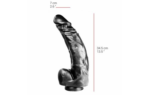 Dildo 34.5 x 7 cm - Suction Cup, Flesh/Black, 33 cm Length