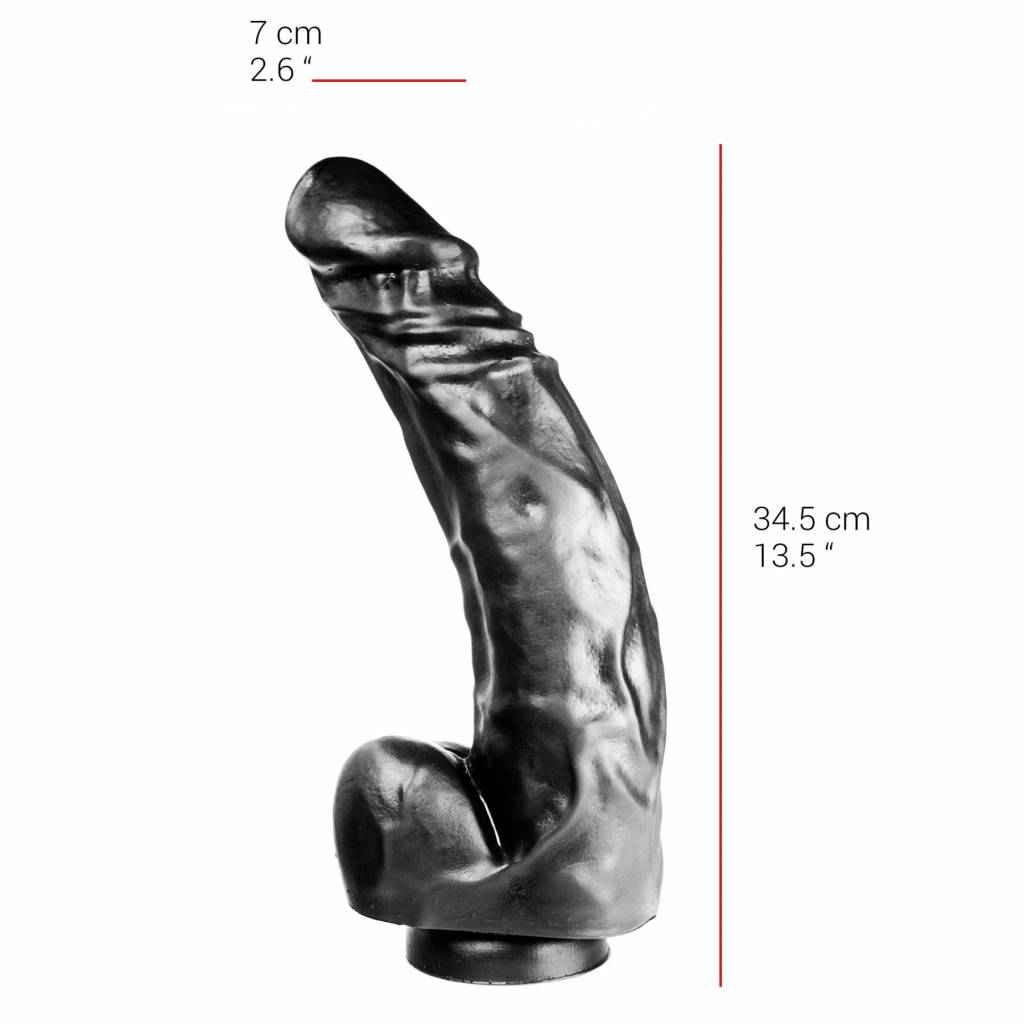 Dildo 34.5 x 7 cm - Suction Cup, Flesh/Black, 33 cm Length