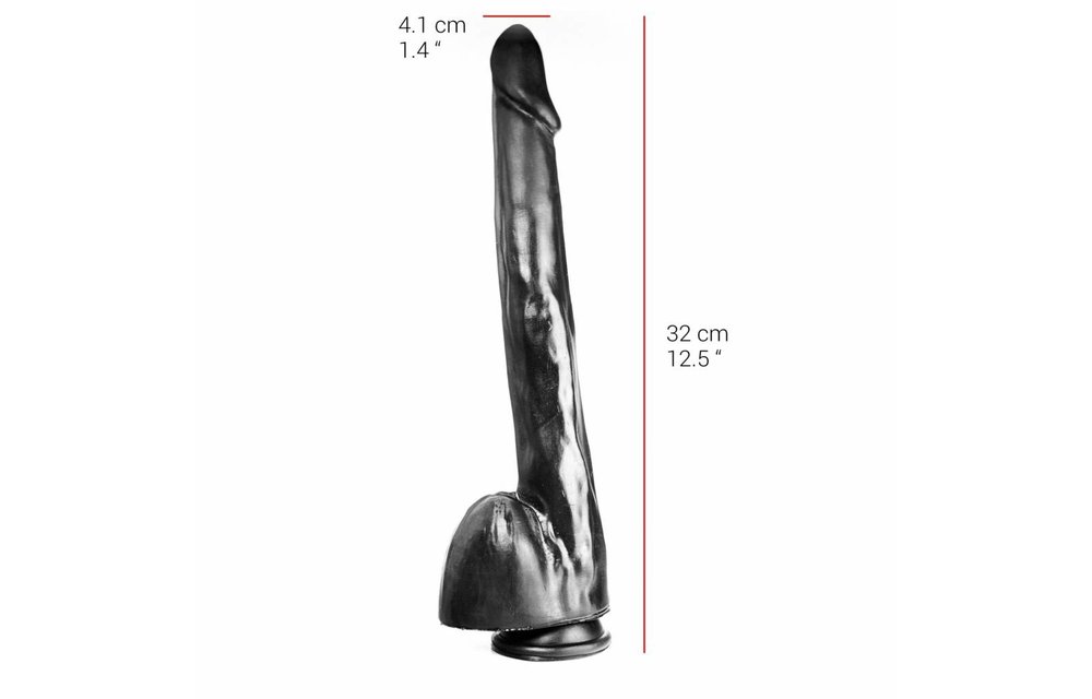 32 cm dildo with suction cup – flesh & black, PVC, safe
