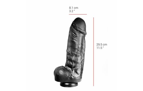 Dildo 29,5 cm met zuignap, vlees & zwart, ftalaatvrij